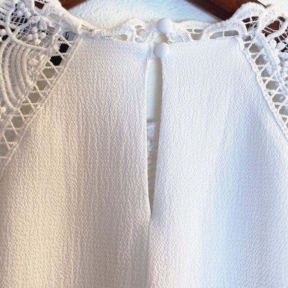 LULU's White Hey Doll Ivory Lace Shift Mini Dress, Medium - Picture 7 of 10